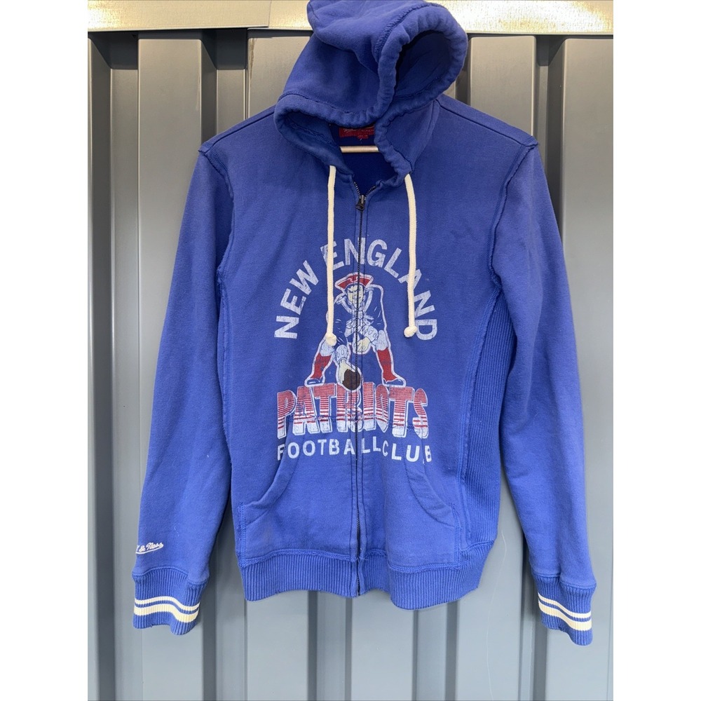 Mitchell & Ness Jacket Womens L New England Patriots Blue Zip Hooded